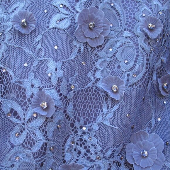 MAC DUGGAL 67711 Navy Floral Applique Boat Neck Cap Sleeve Gown - Picture 7 of 12